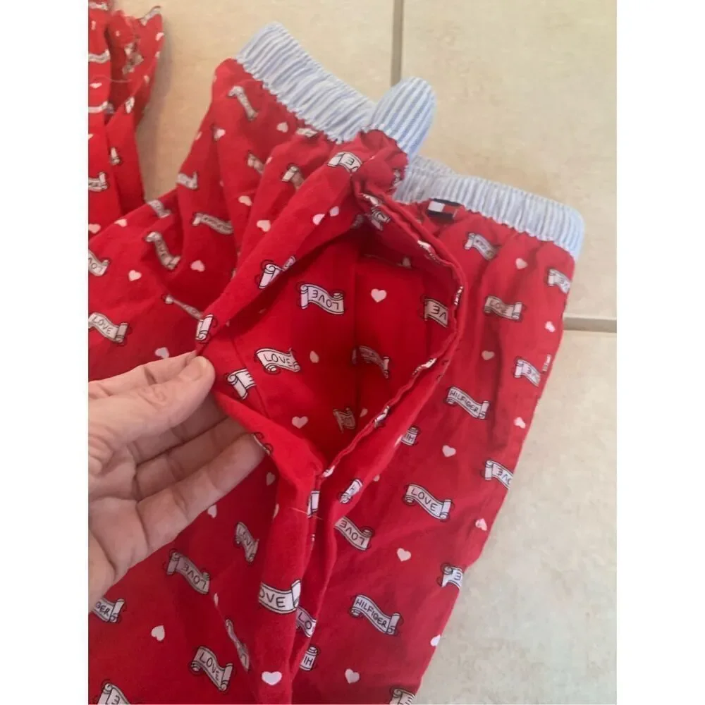 Tommy Hilfiger Red LOVE Pajama Pants Men's Sz M 100% Cotton